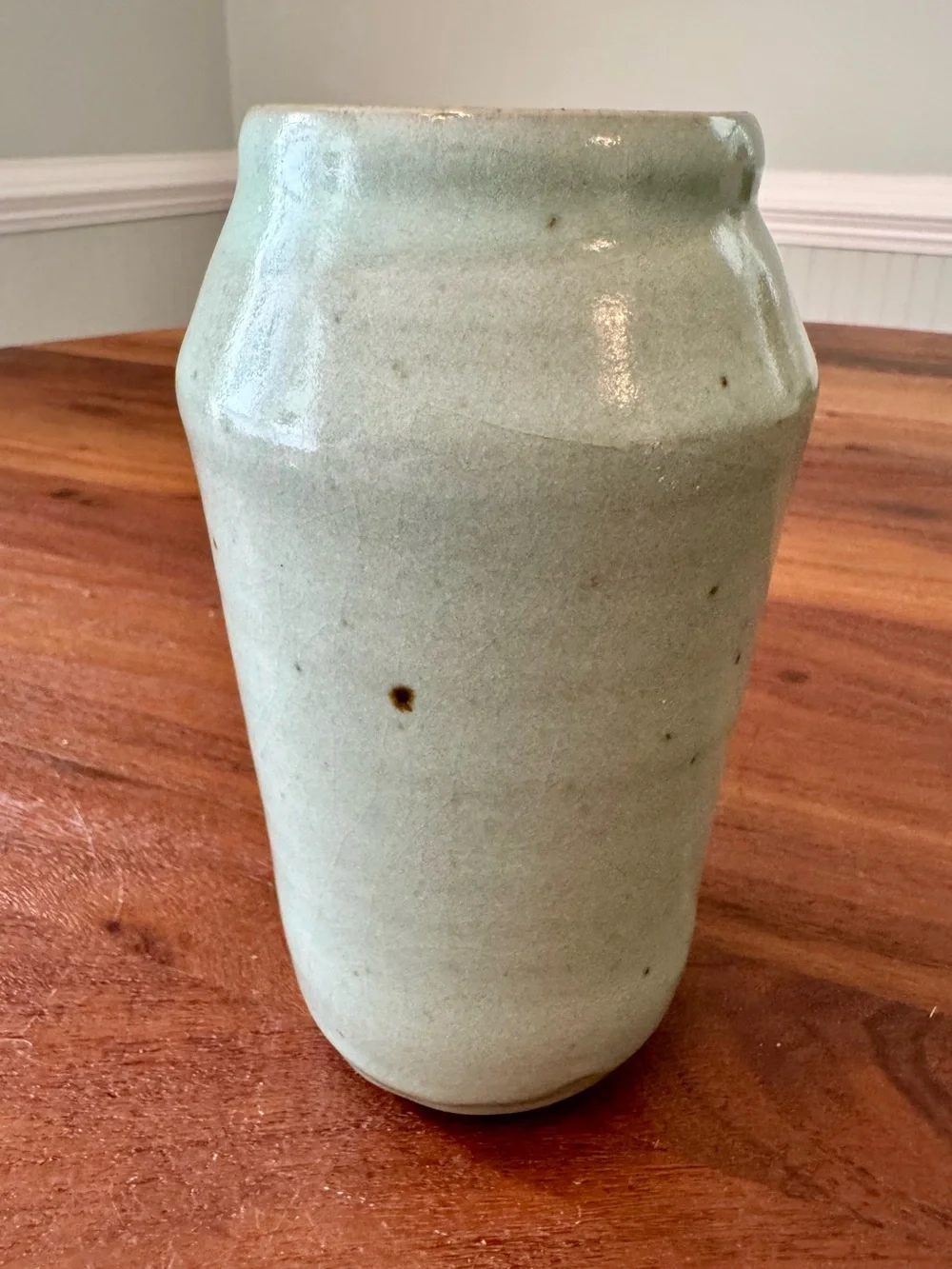 Vtg Studio Pottery Vase Asian Insp Abstract Brushstroke Speckled Glaze Signed